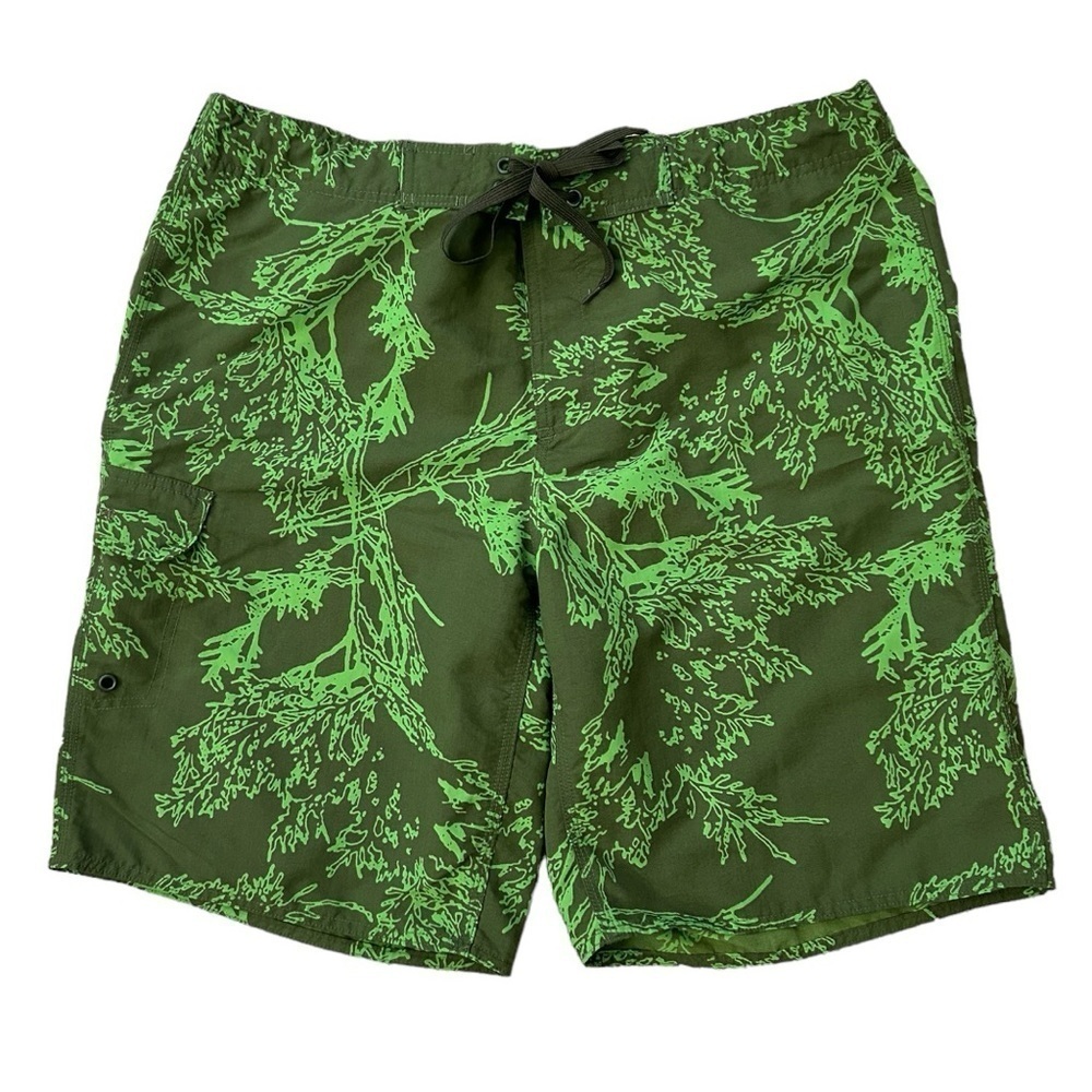 Eddie Bauer Green Tree Branches Swim Trunks Board Shorts Beach Surf Summ…